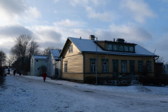 Suomenlinna houses at winter sunset