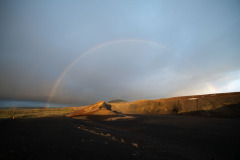 Rainbow at sunset close to Leidarendi