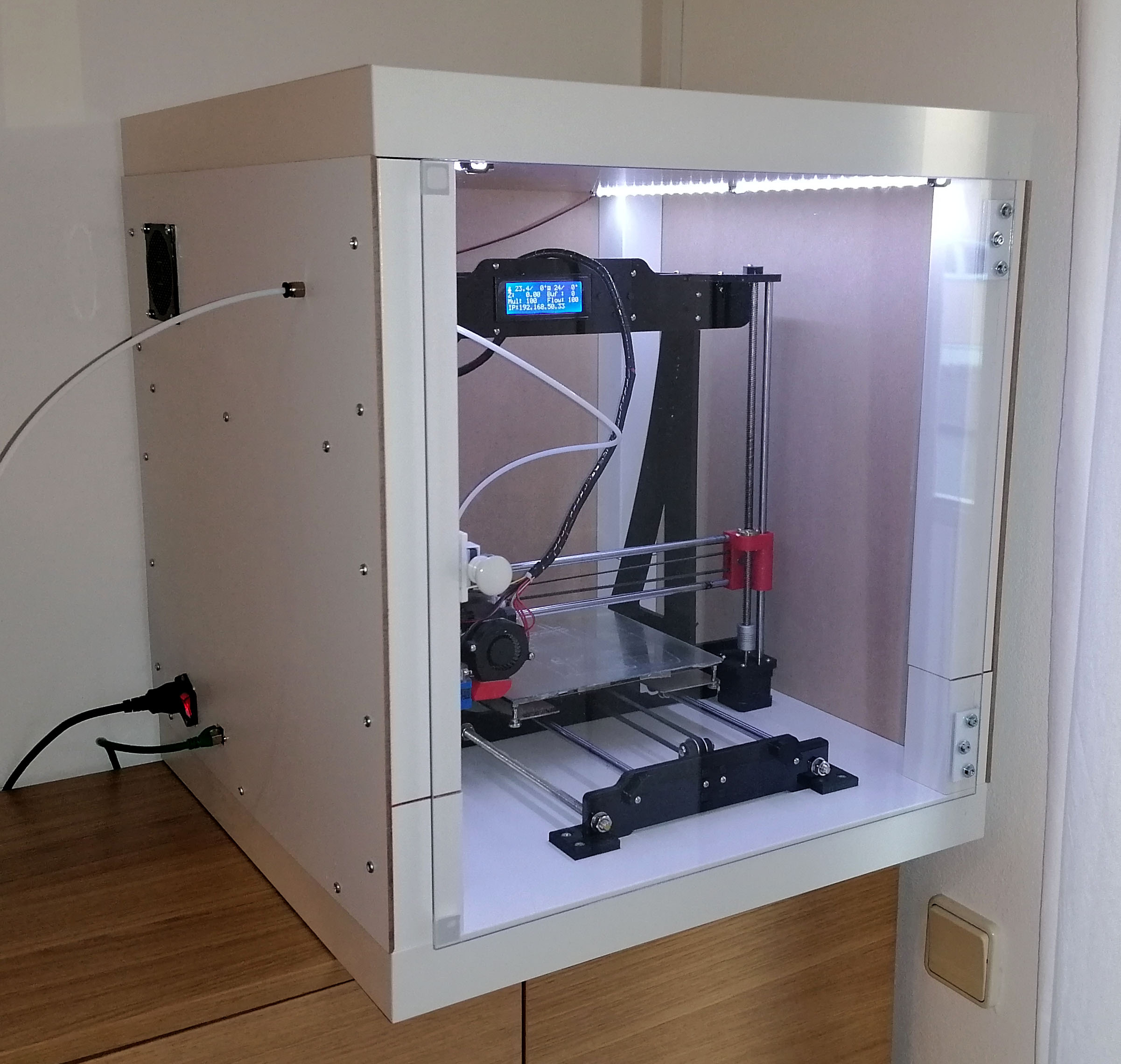3D printer enclosure made of IKEA LACK tables MatP's